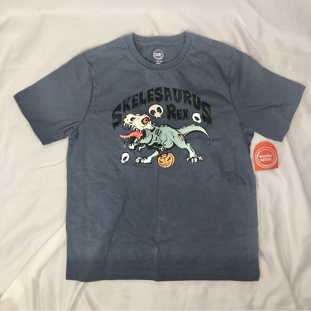 NWT Kids' Slate Grey 'Skelesaurus Rex' Graphic Tee Size Large 10 12 Ladies Small
